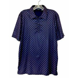 QED Style Polo Shirt Men’s Medium Blue Short Sleeve Polyester Blend Golf Golfer